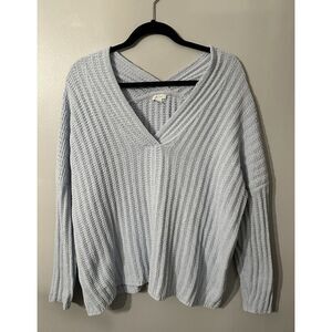 J. Jill Women's Plus Chenille Knit V-Neck Sweater Size‎ 1X Gray Soft